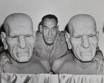 Rondo Hatton and prop busts in the House of Horrors film