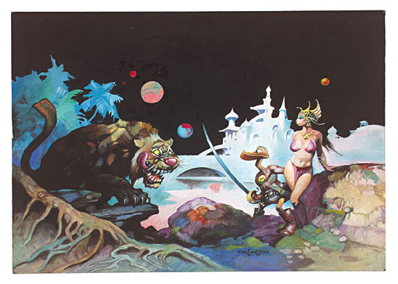 Frank Frazetta painting spoof by George Chastain